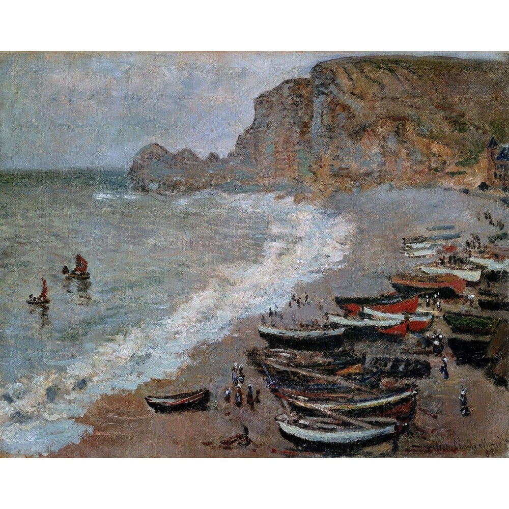 Claude Monet The Beach And Cliffs Of Amount At Etretat