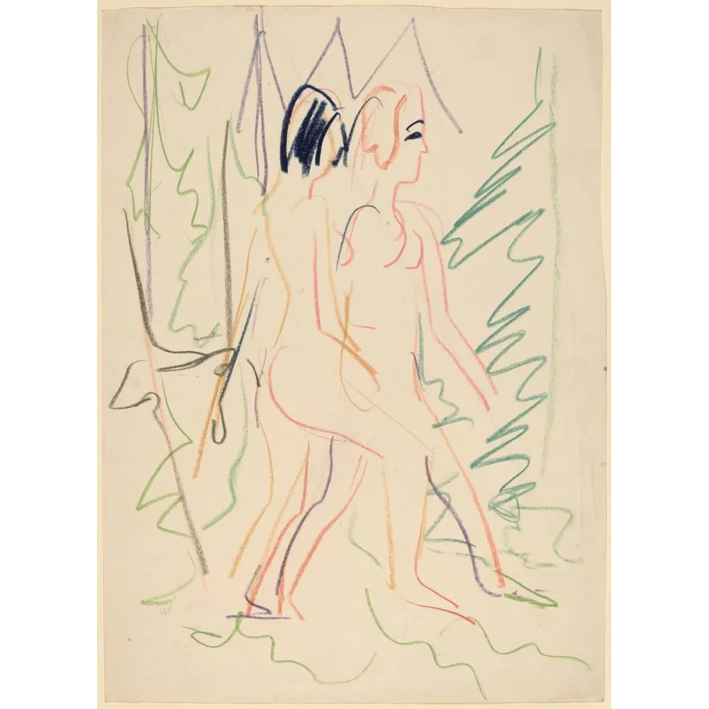 Ernst Ludwig Kirchner Two Nudes In A Forest