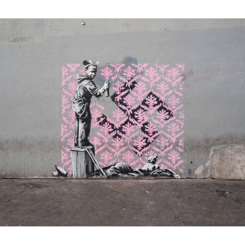 Banksy, Girl Painting Pink