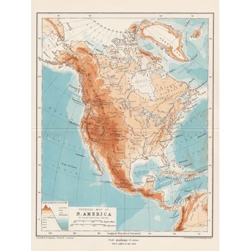 Posters : Physical Map of North America Poster