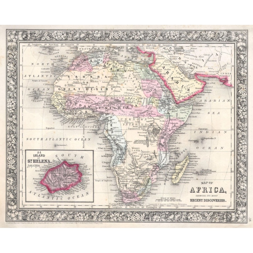 Africa 1864 Map Poster 2