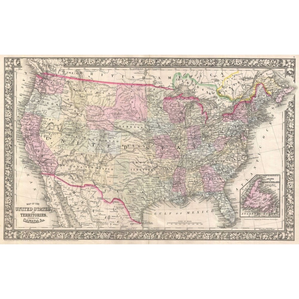 Geography of the United States Map Poster